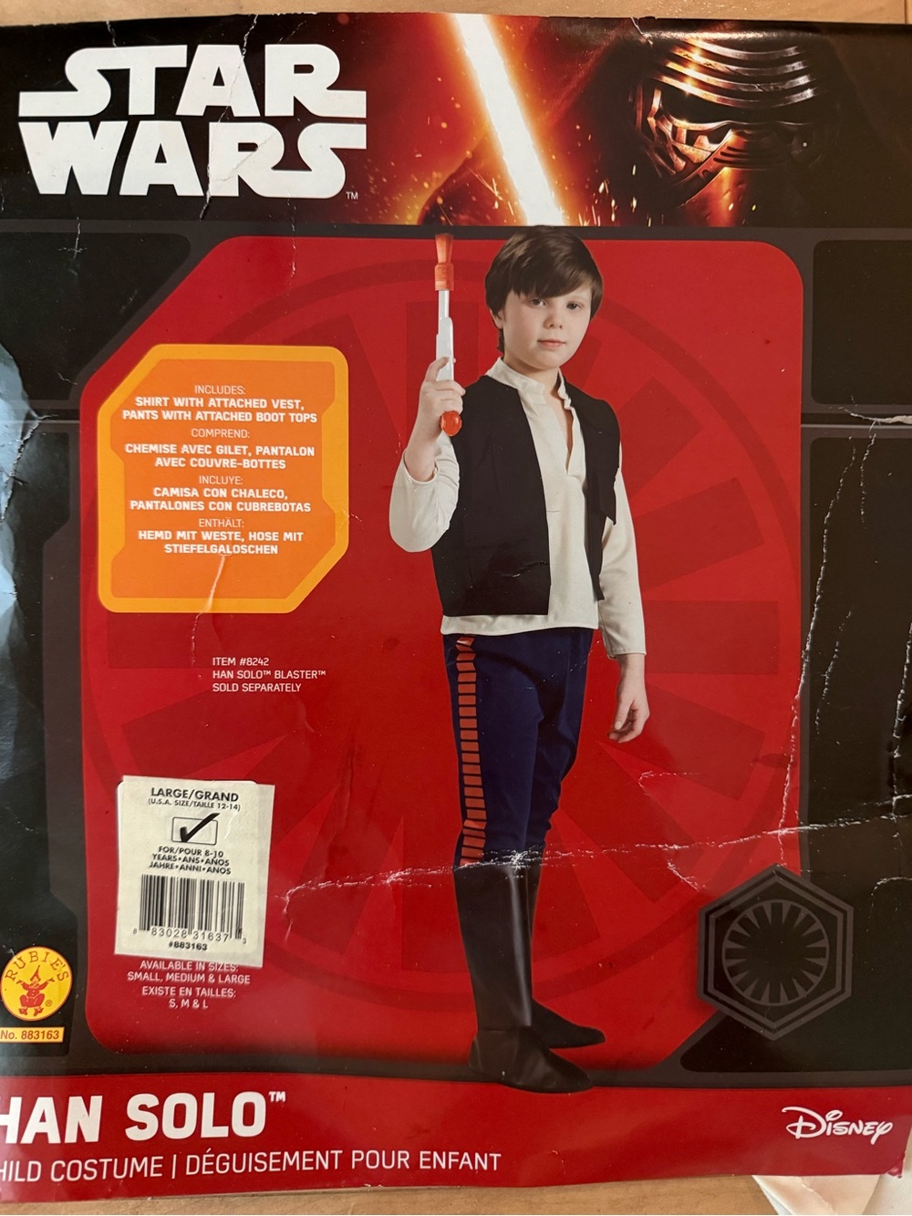Rare RUBIES offStar Wars Han Solo Kids Costume!! - official STAR WARS CM